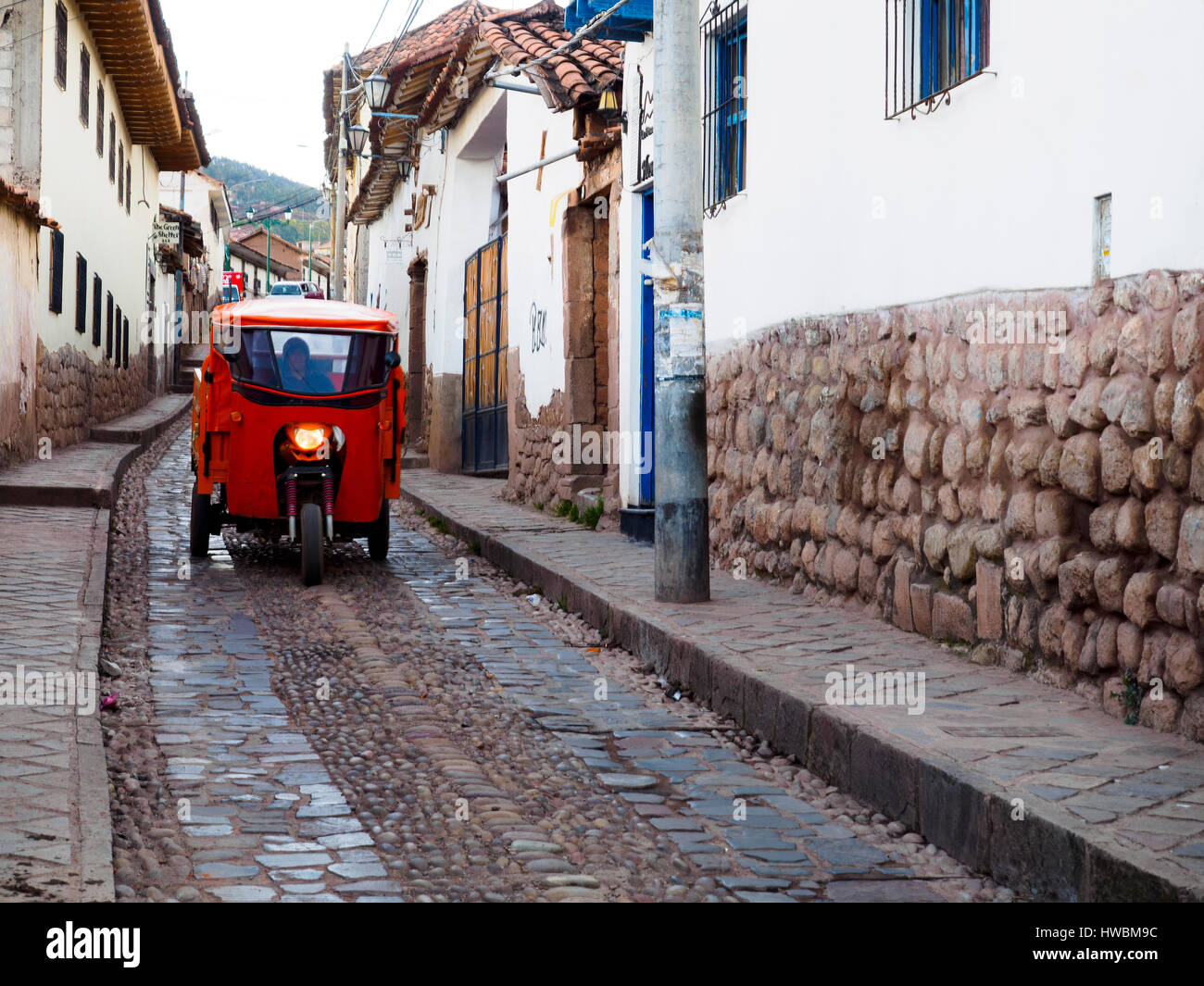 three wheel vehicle - Cusco, Peru Stock Photo
