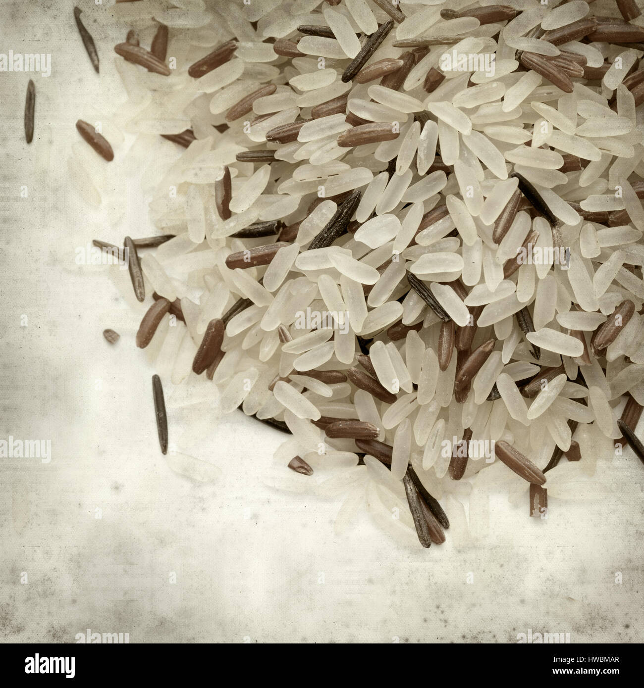 textured old paper background with mixture of different rices Stock ...