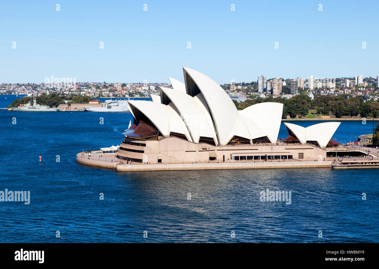 Sydney Opera House from Harbour Bridge, Sydney, Australia Stock Photo
