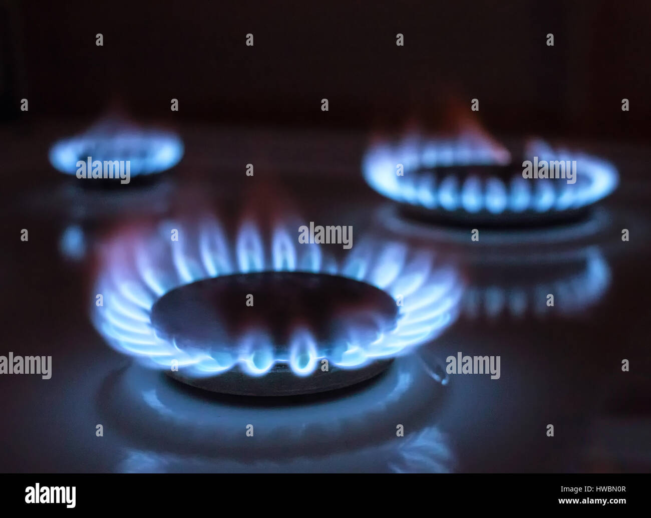blue gas flame, selective focus Stock Photo Alamy