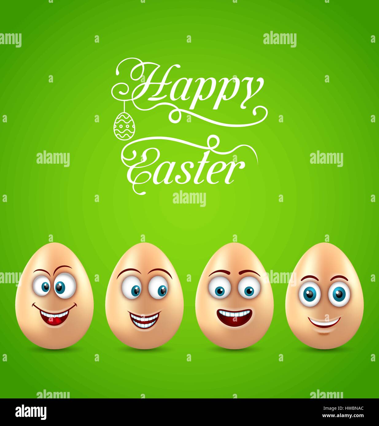 Humor Easter Card with Funny Eggs Stock Vector