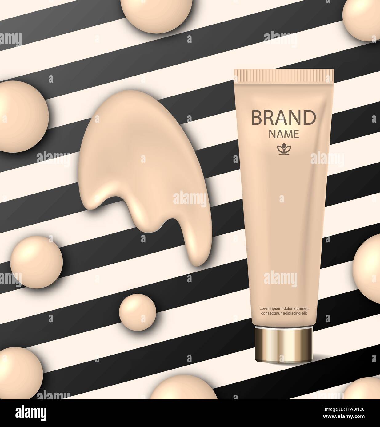 Poster for Cosmetic Product, Tube with Foundation Stock Vector Image