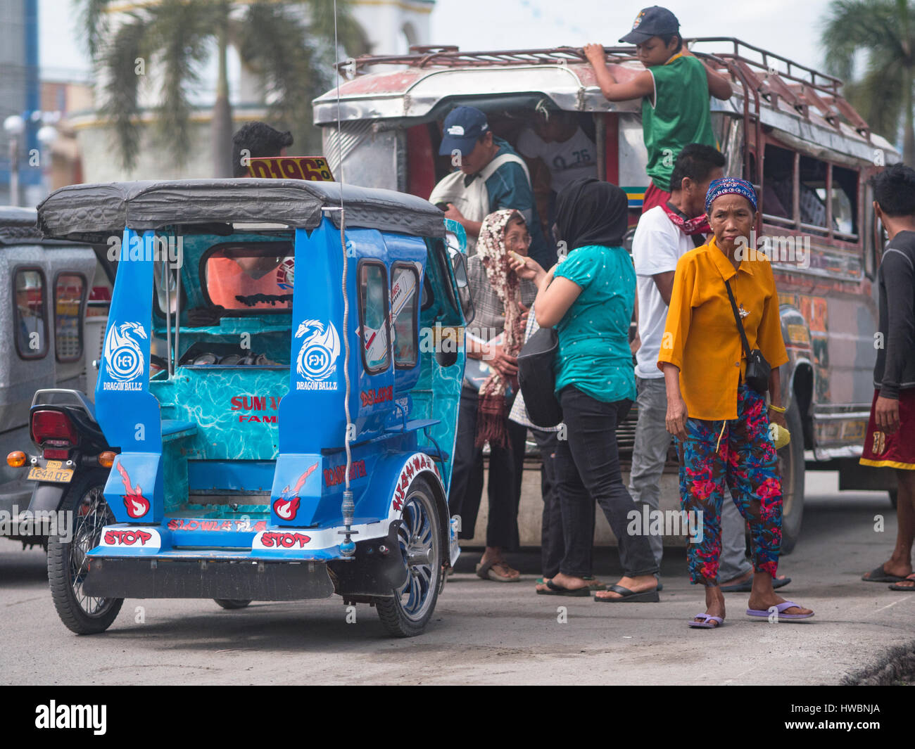 Public transport in Tacurong City, the commercial centre of the Sultan Kudarat province in The Philippines. Stock Photo