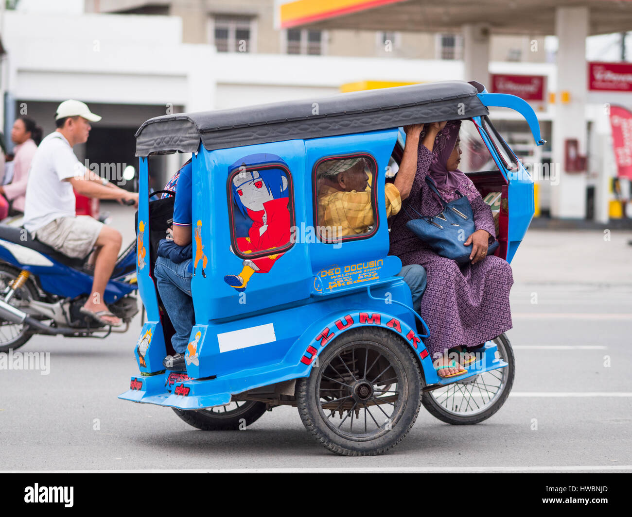 Public transport in Tacurong City, the commercial centre of the Sultan Kudarat province in The Philippines. Stock Photo
