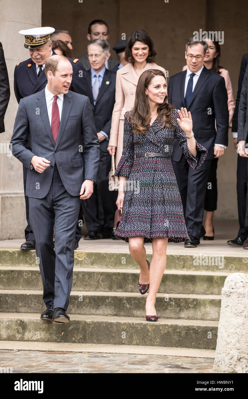 18th March 2017 Parice France Britain's Prince William, Duke of Cambridge, accompanied by Catherine,The Duchess of Cambridge, on their visit to paris.   PHOTOGRAPH SUPPLIED BY MICHAEL DUNLEA michael@sovereignsyndication.com tel +44 (0) 7831 237060 ©MICHAEL DUNLEA Stock Photo