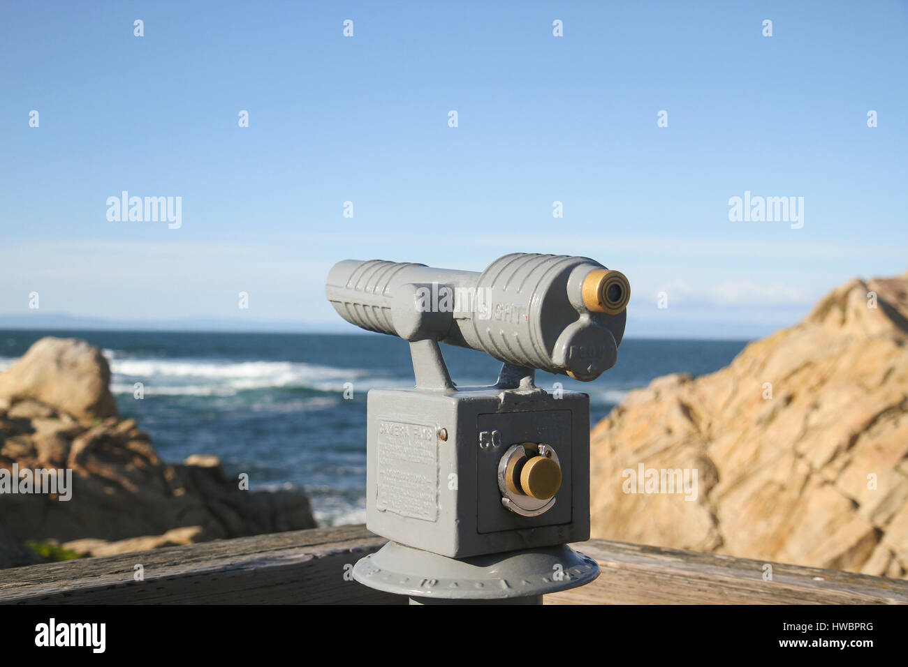 Viewing the ocean along 17-Mile Drive, Monterey Peninsula, California, United States Stock Photo