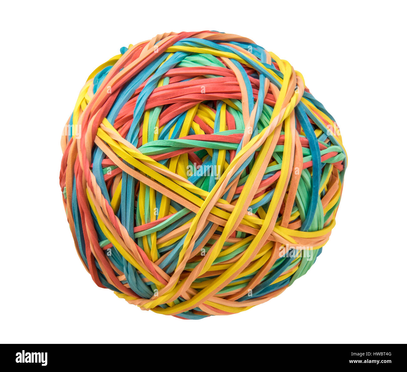 An Isolated Image Of A Multicolored Rubber Band Ball With A White Background Stock Photo