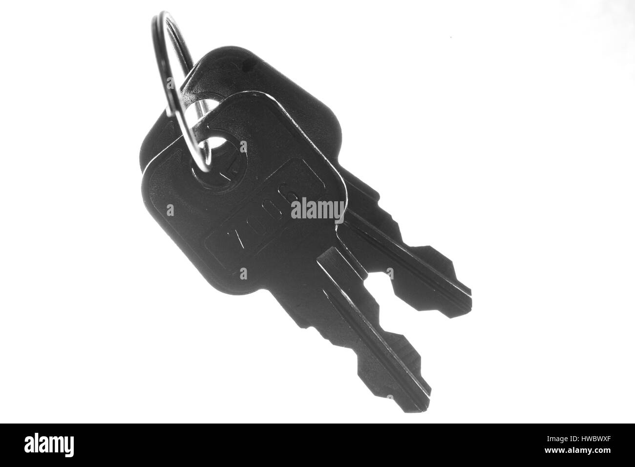 Padlock keys isolated on a white background Stock Photo - Alamy