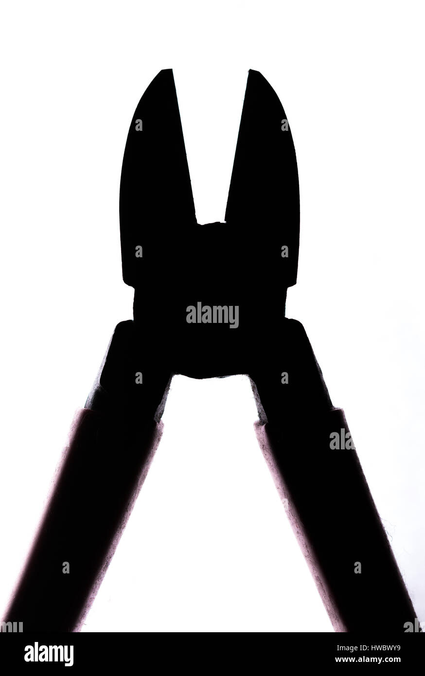 Silhouette of open pliers isolated on a white background Stock Photo