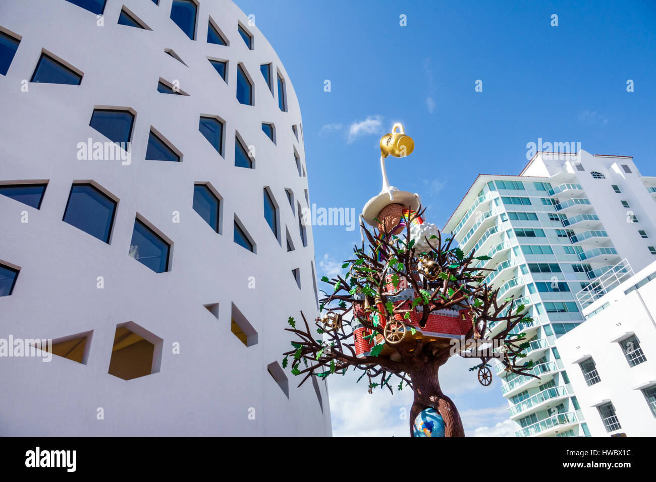 Miami Beach Florida,Faena District,Collins Avenue,Faena Forum,cultural center,exterior,architecture,sculpture,Tree of Life,Studio Job,FL170205026 Stock Photo