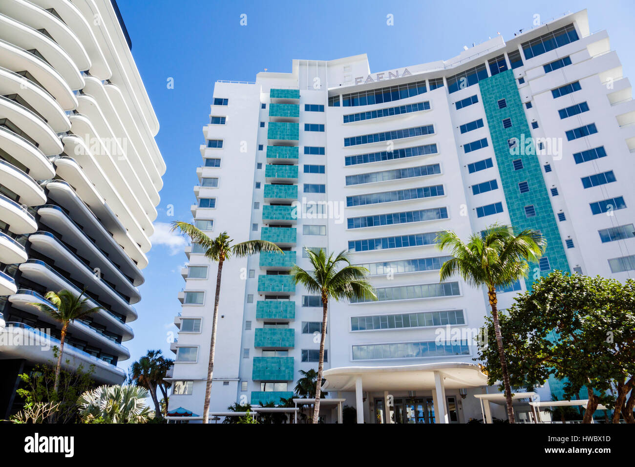 Miami Beach Florida,Faena District,Collins Avenue,Faena Hotel,Faena House,hotel,condominium residences,building,exterior,modernist,architecture,FL1702 Stock Photo