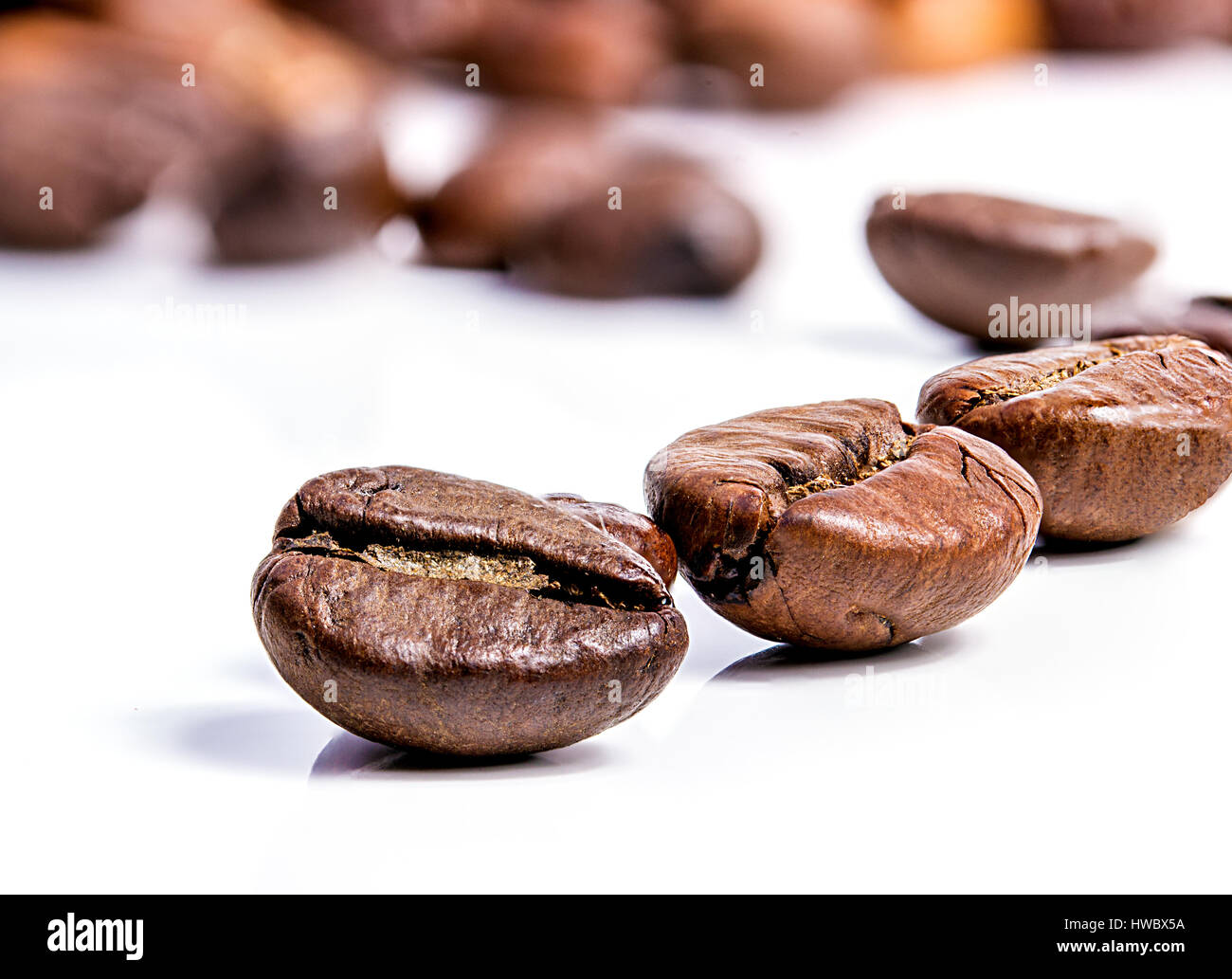 Coffee beans isolated on white background. Stock Photo