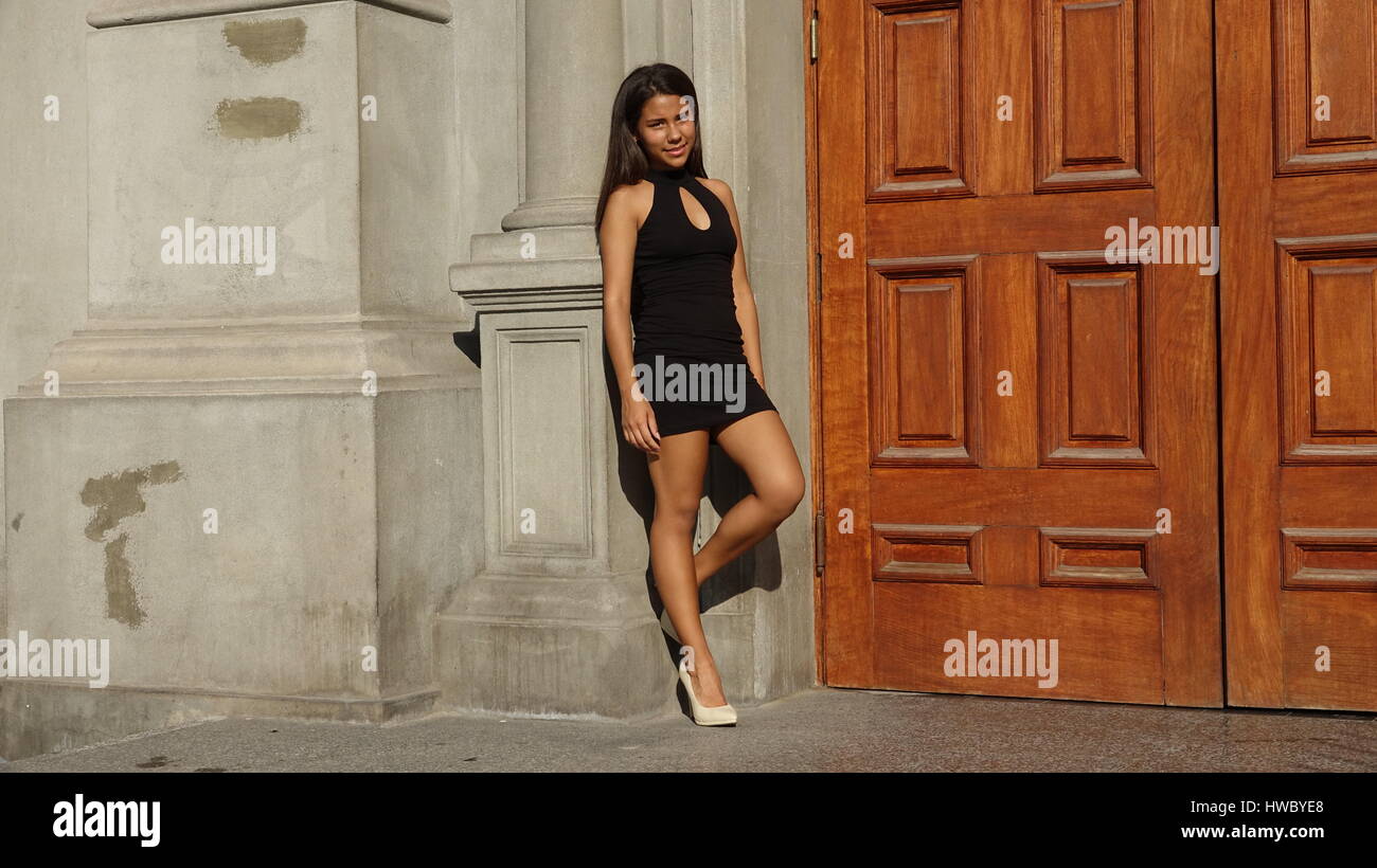 Girl Teen Wearing Dress And Heels Stock Photo - Alamy
