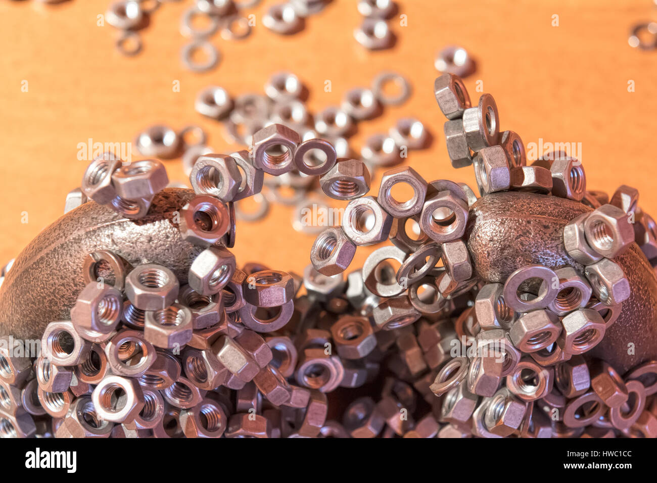 nuts and magnetism Stock Photo