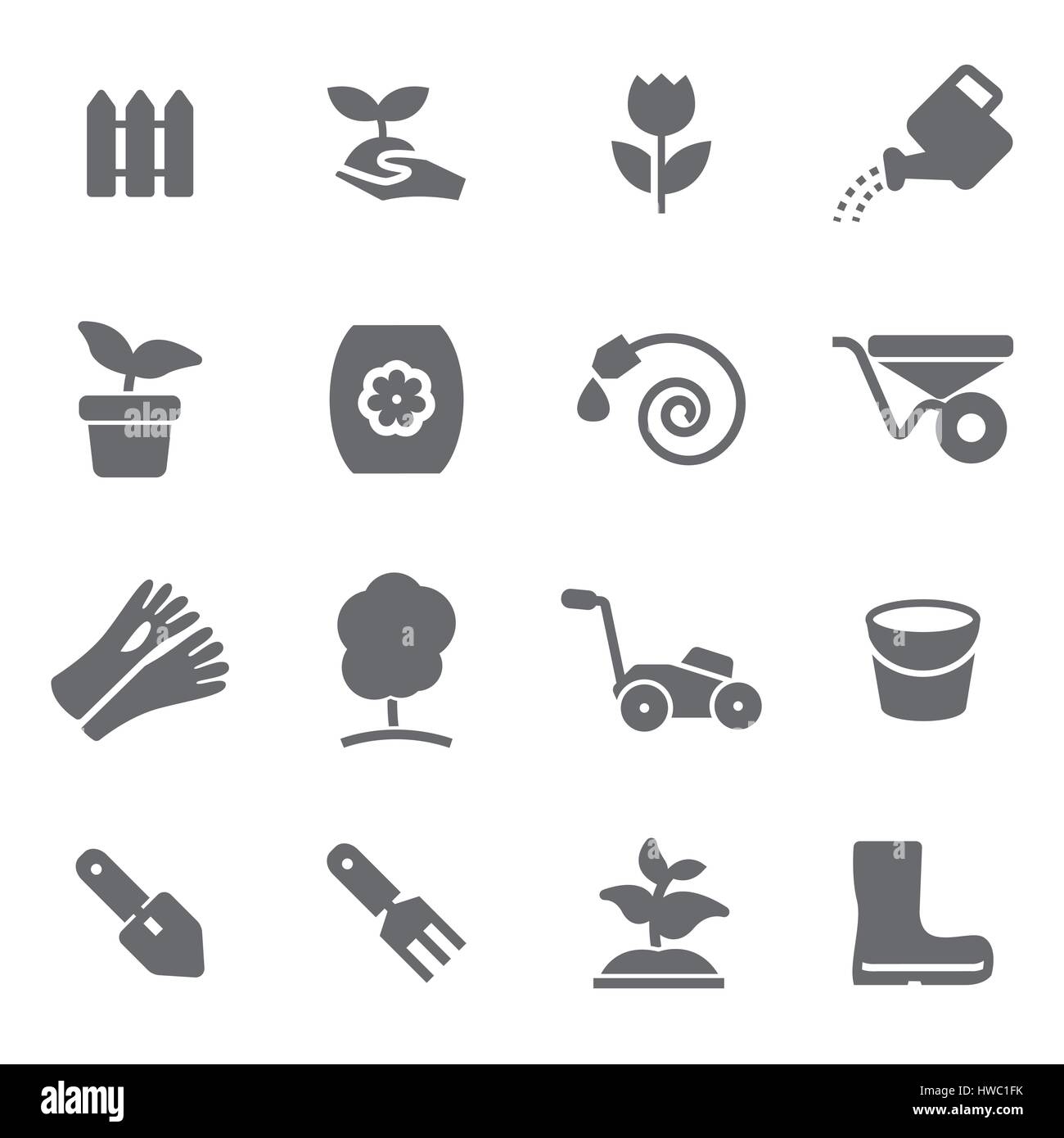 Vector black gardening icons set on white background Stock Vector Image ...