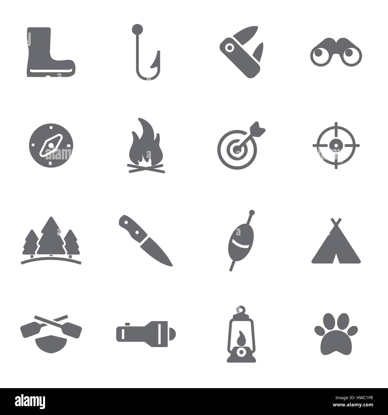 Vector black hunting icons set on white background Stock Vector Image ...
