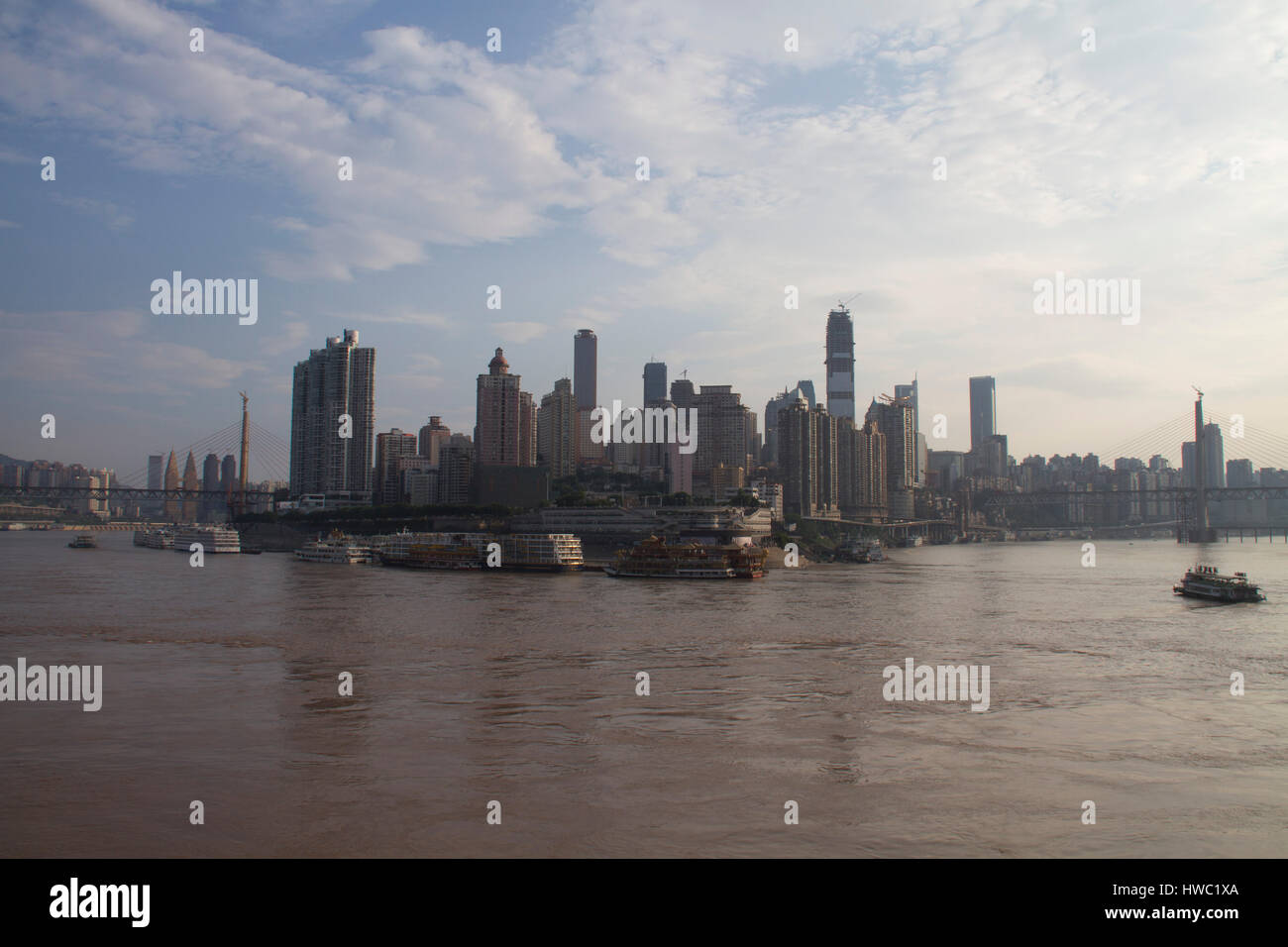 The view of Chaotianmen wharf  Chongqing, China Stock Photo