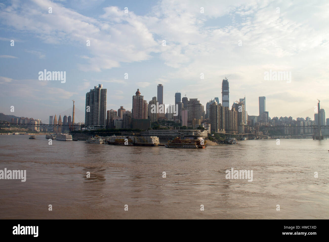 The view of Chaotianmen wharf  Chongqing, China Stock Photo