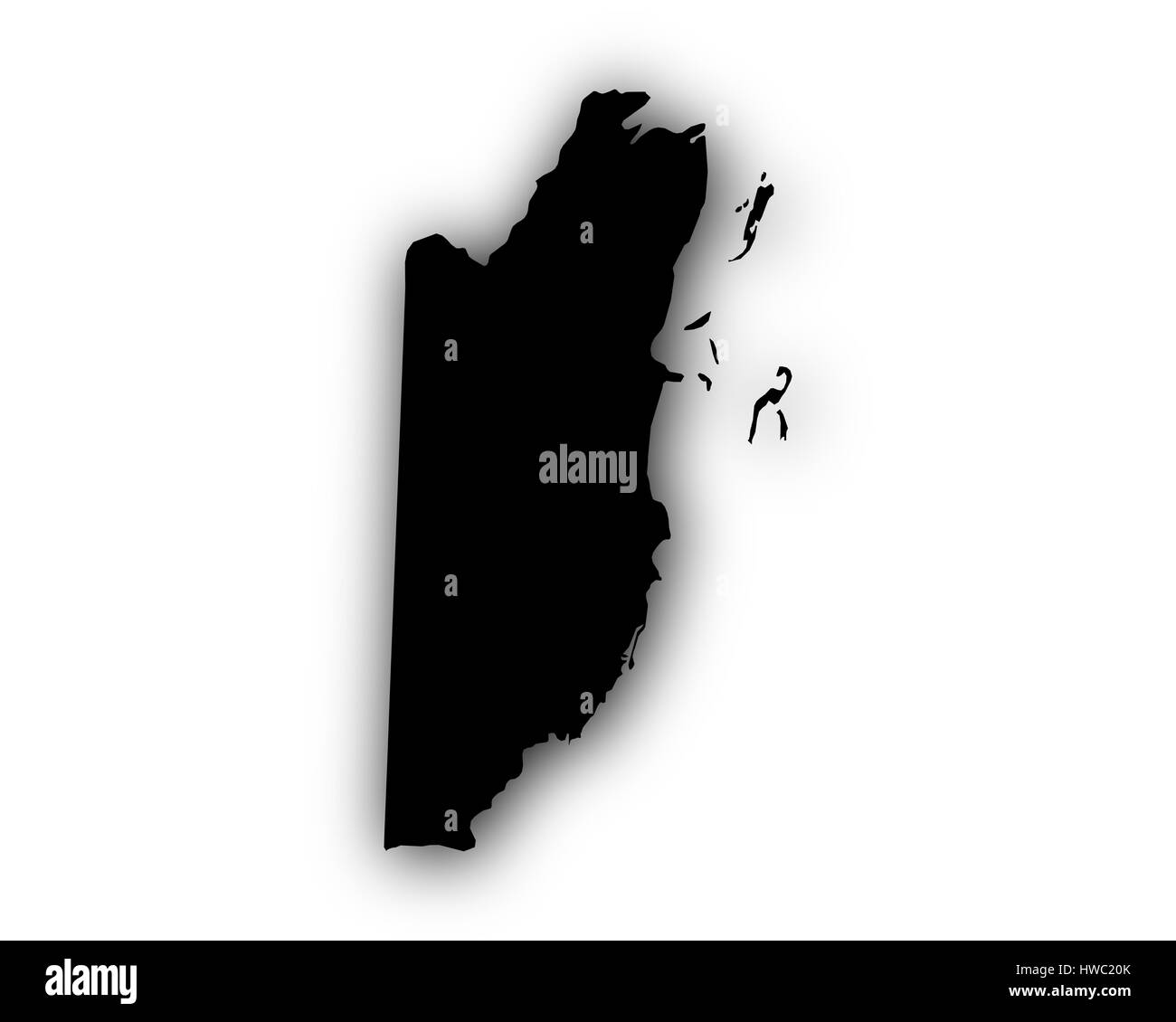Map of Belize with shadow Stock Photo Alamy
