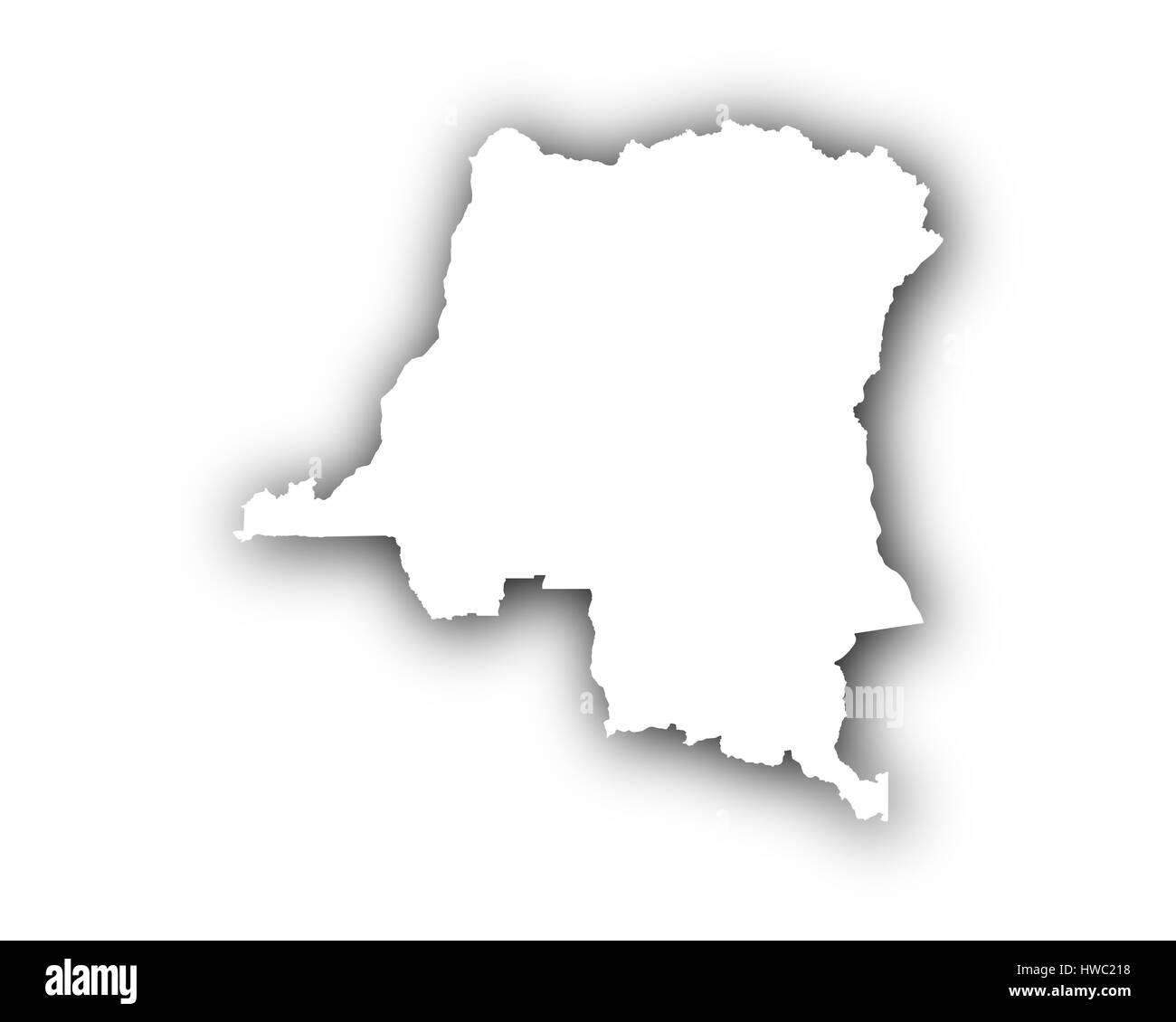 Map of the Democratic Republic of the Congo with shadow Stock Photo - Alamy