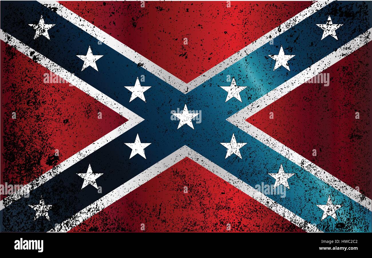 The flag of the confederates during the American Civil War with grunge FX Stock Vector