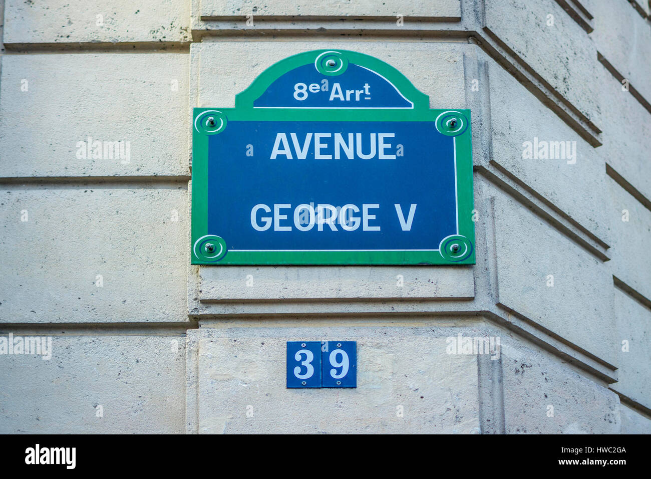 Avenue Georges V street sign. Paris. France Stock Photo