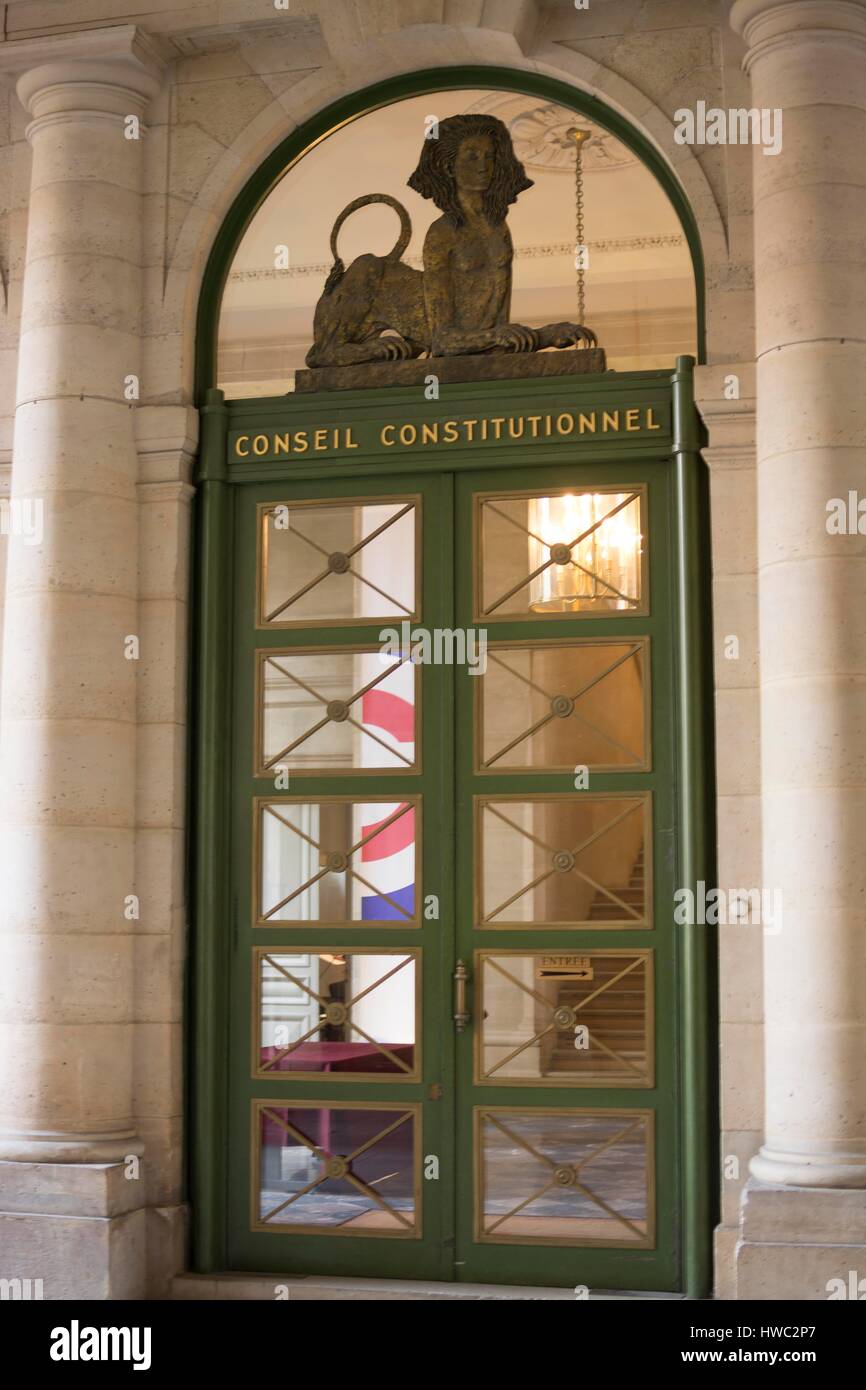 Entrance of Conseil Constitutionnel located in the Palais Royal in Paris, France Stock Photo