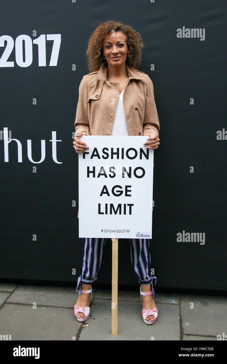 Former Sun Page 3 model Jilly Johnson joins Jane Felstead as models all over the age of 45 protest against age discrimination, calling for a wider use of older models on the catwalk.  Where: London, United Kingdom When: 17 Feb 2017 Stock Photo