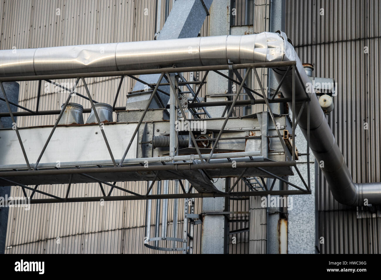 Industrial silos. Tall and with external staircase Stock Photo Alamy