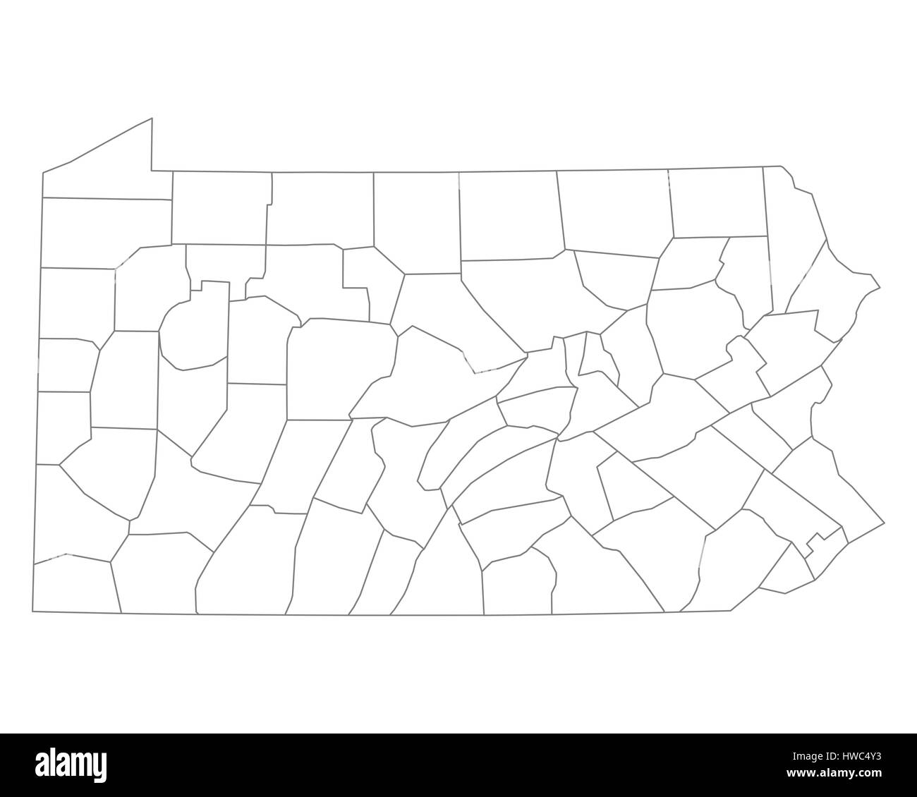 Pennsylvania map us state Black and White Stock Photos & Images - Alamy