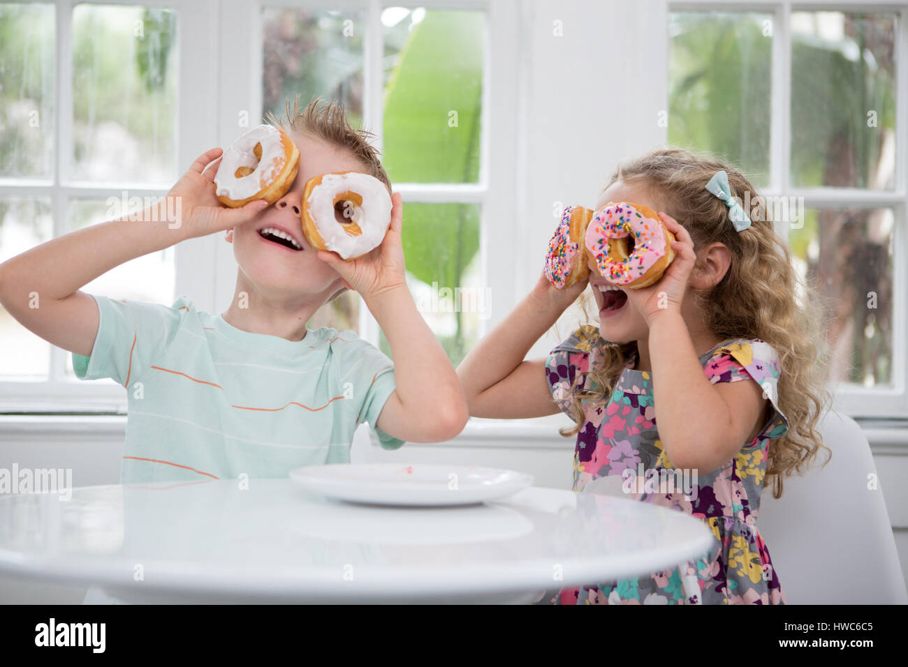kids play with food Stock Photo