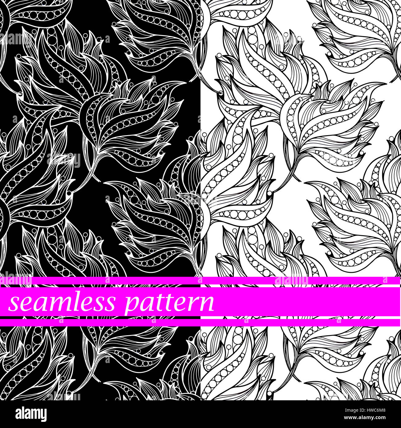 Seamless black white floral pattern hi-res stock photography and images ...