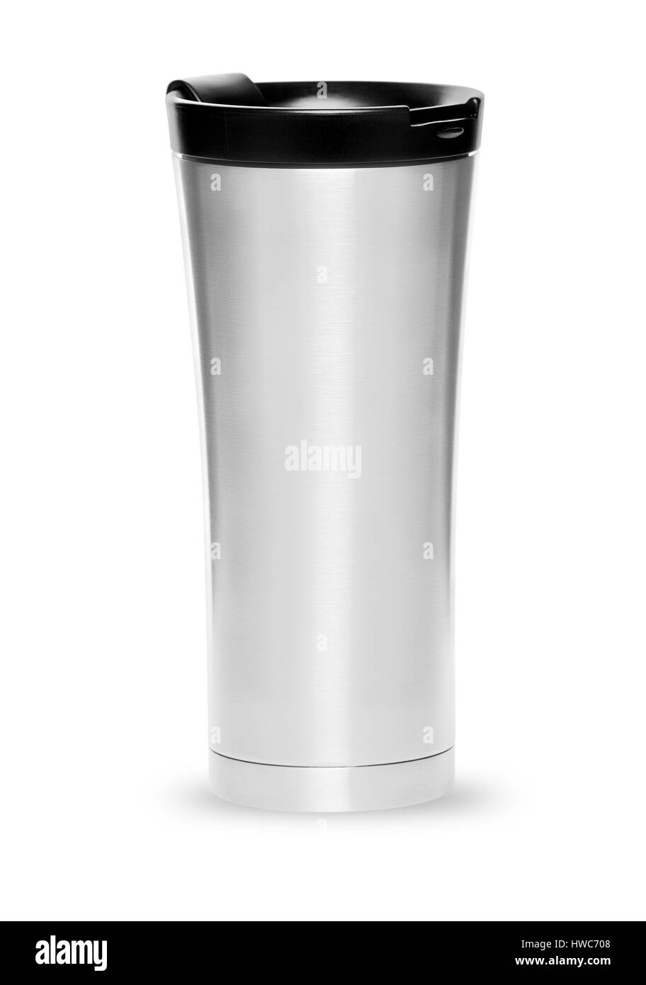 Thermos bottle travel mug assorted colors, isolated on white background