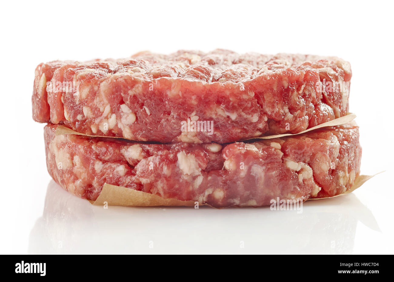 fresh raw meat for making a burger isolated on white background Stock Photo