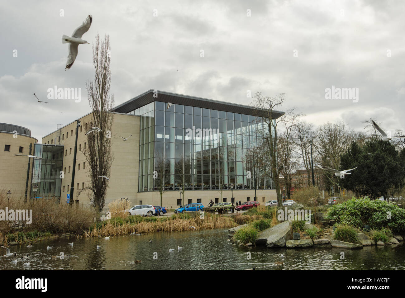 MALMO, SWEDEN - MARCH 12, 2017: Malmo City Library is a municipal public library opened in 1905. 'The Calendar of light', new part of the library, des Stock Photo