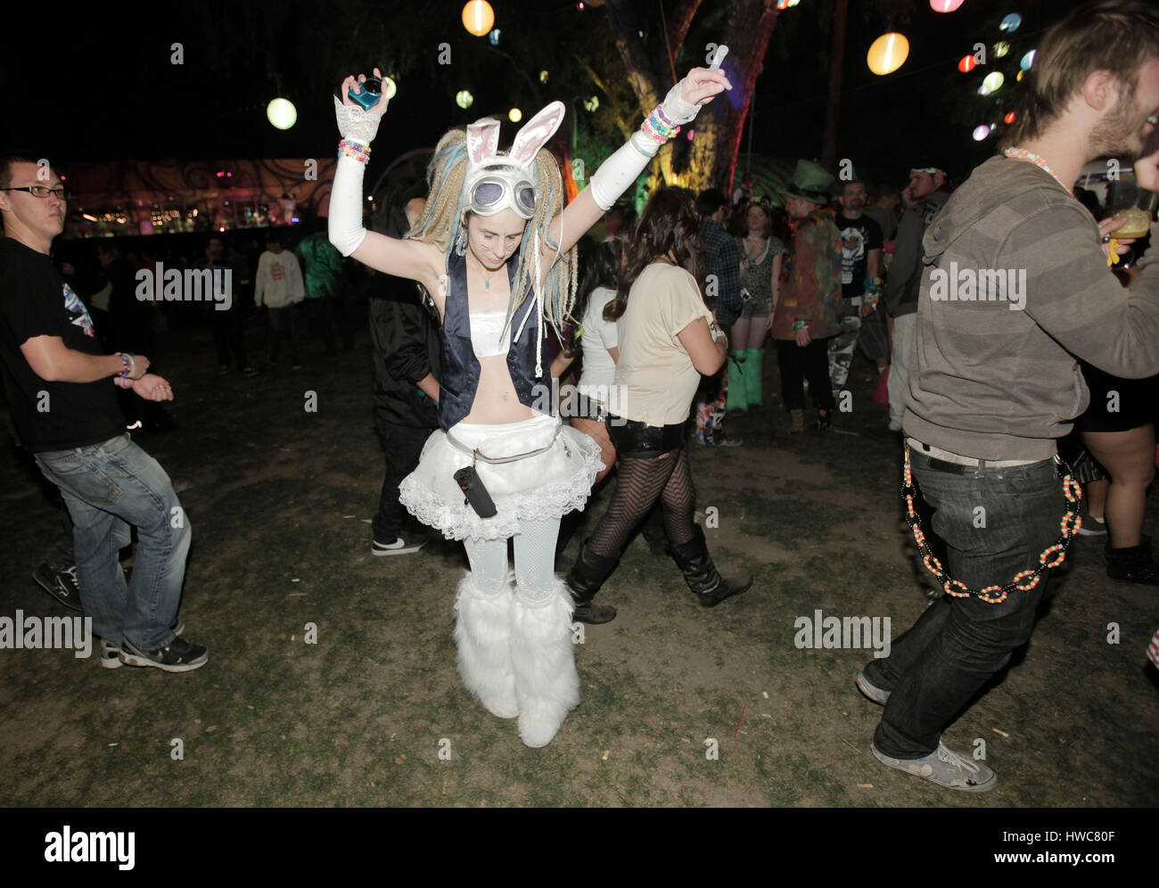 Ravers at the Beyond Wonderland rave in San Bernardino, on Saturday