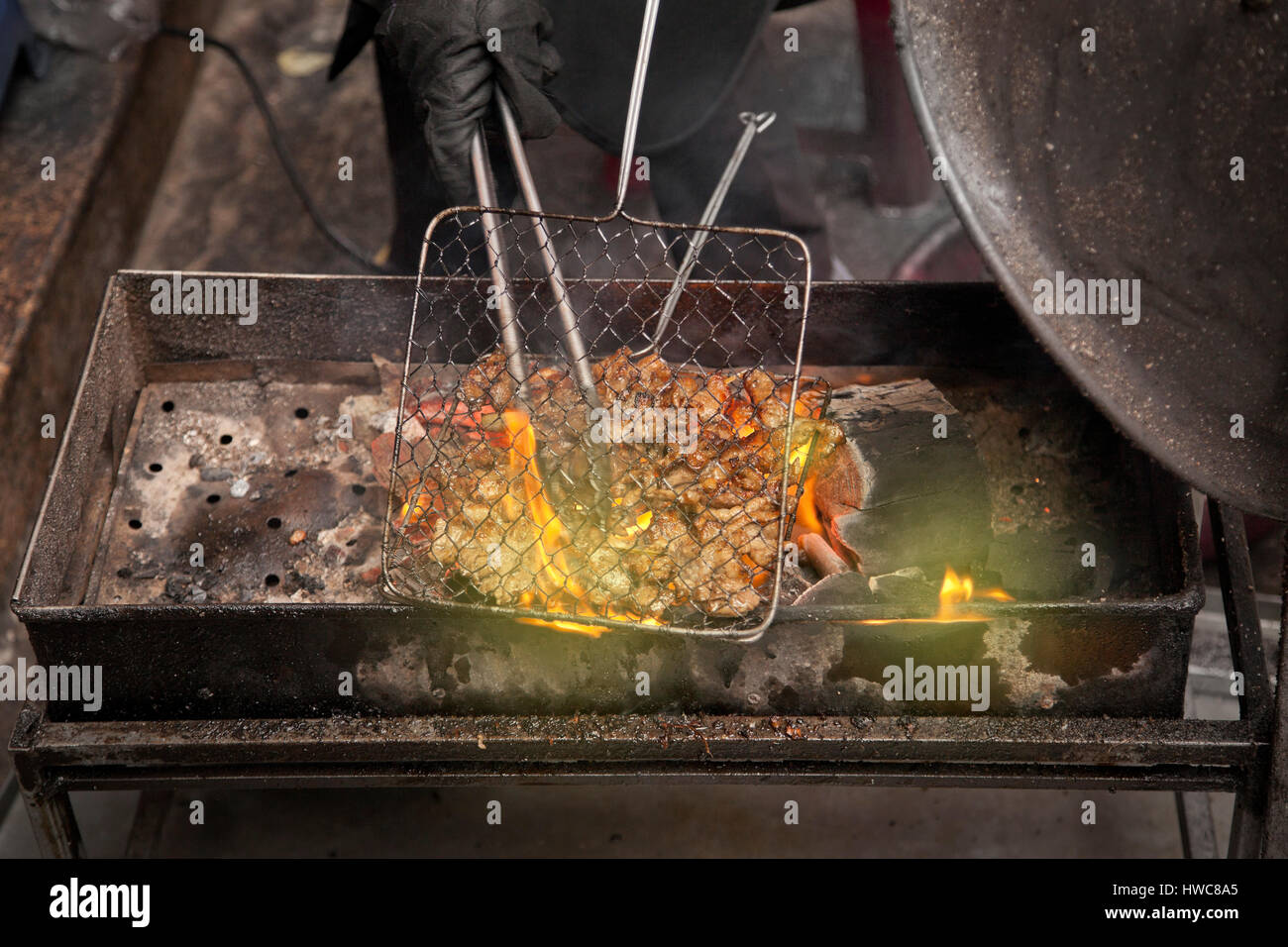 Char grilled, barbeque pork, street food, Hanoi, Vietnam Stock Photo