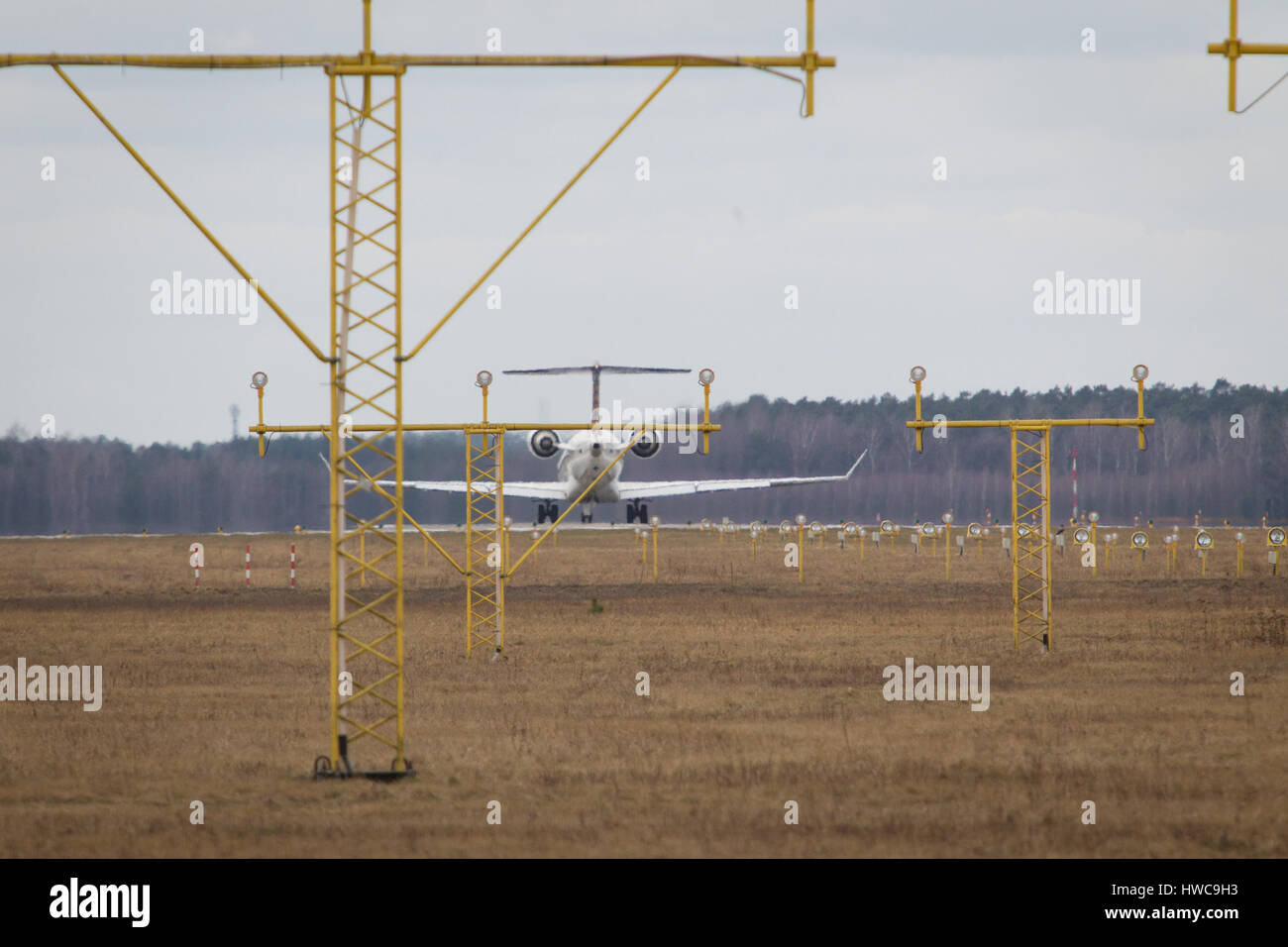 Scenes from Bydgoszcz airport, a military airfield also used for commercial flights are seen on