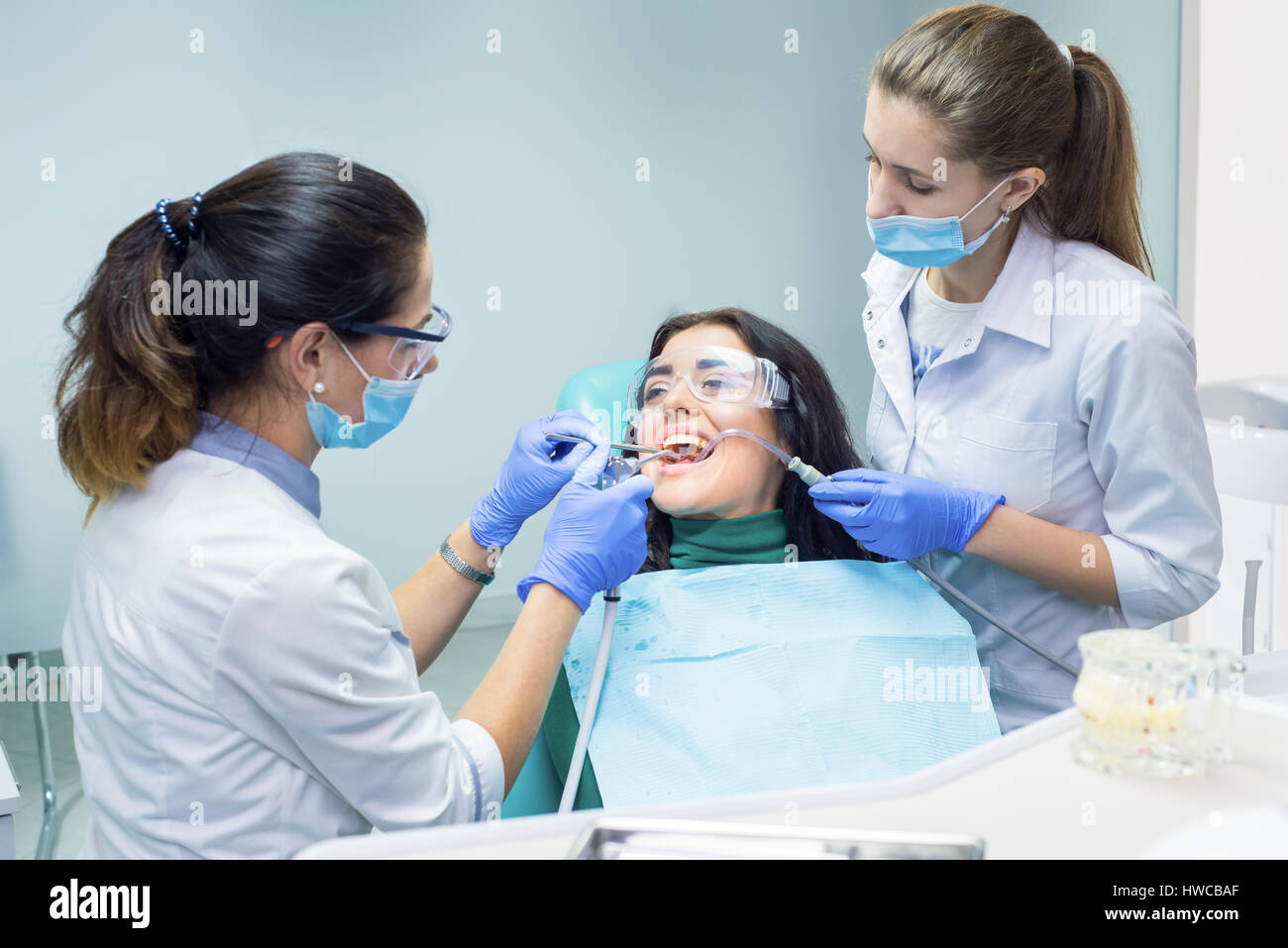 Work of two dentists Stock Photo Alamy