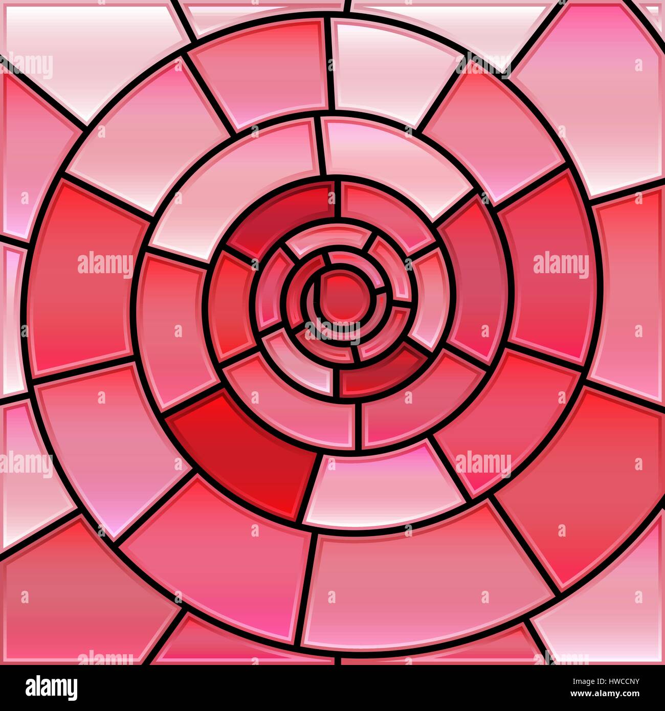 abstract vector stained-glass mosaic background - red spiral Stock ...