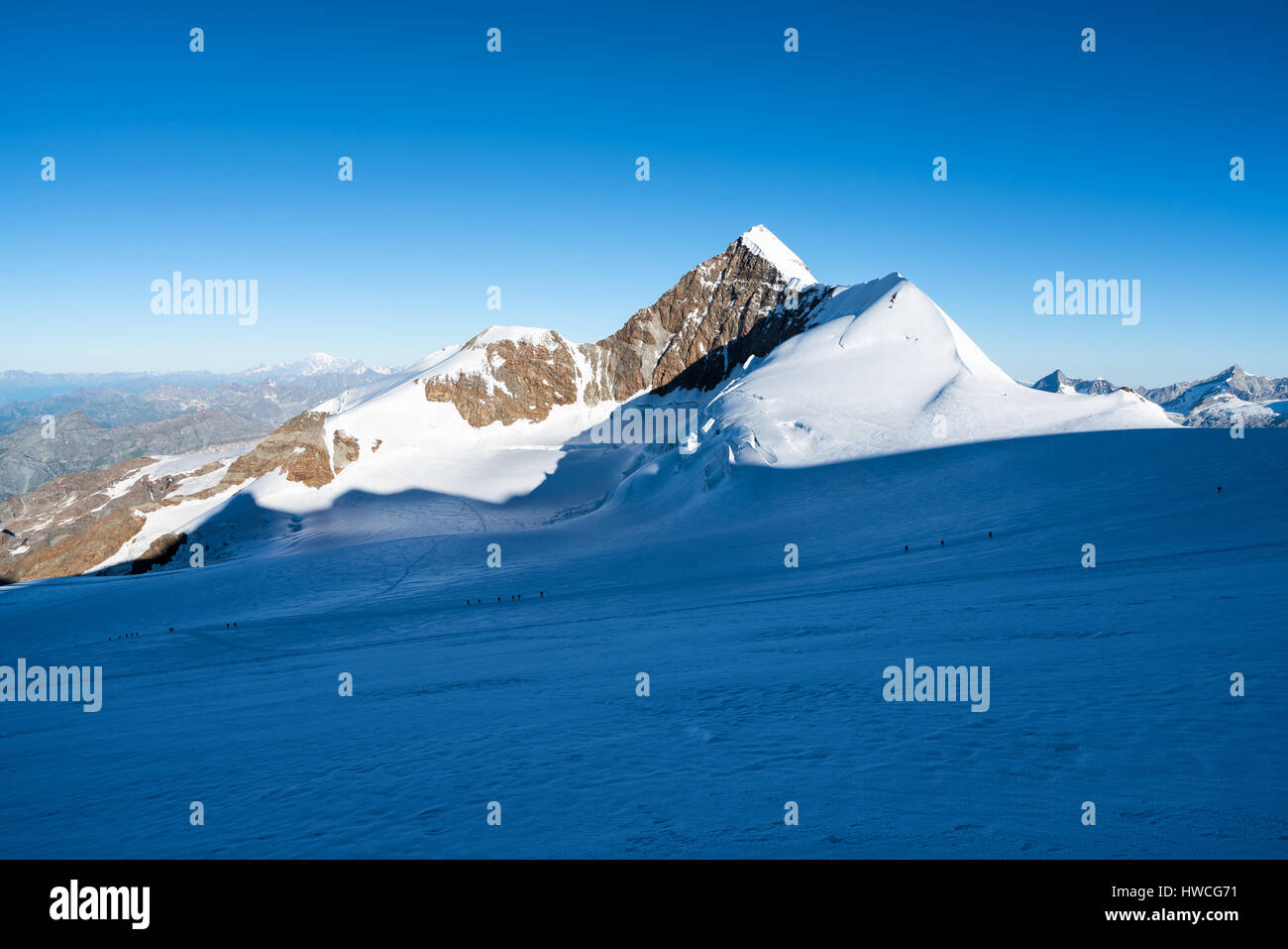 Mountain climbing in the Monte Rosa mountains, North Italy, Alps ...