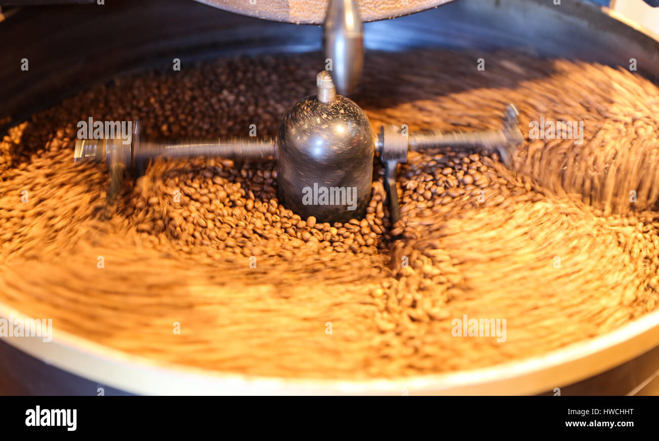 Green Coffee Beans Roasting in Coffee Roaster Stock Photo Alamy