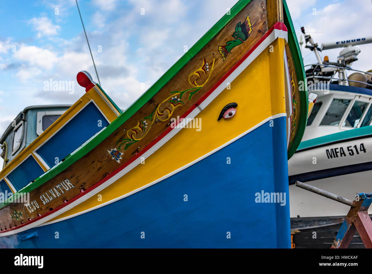 Luzzu traditional fishing boat in Valletta, Malta Stock Photo - Alamy