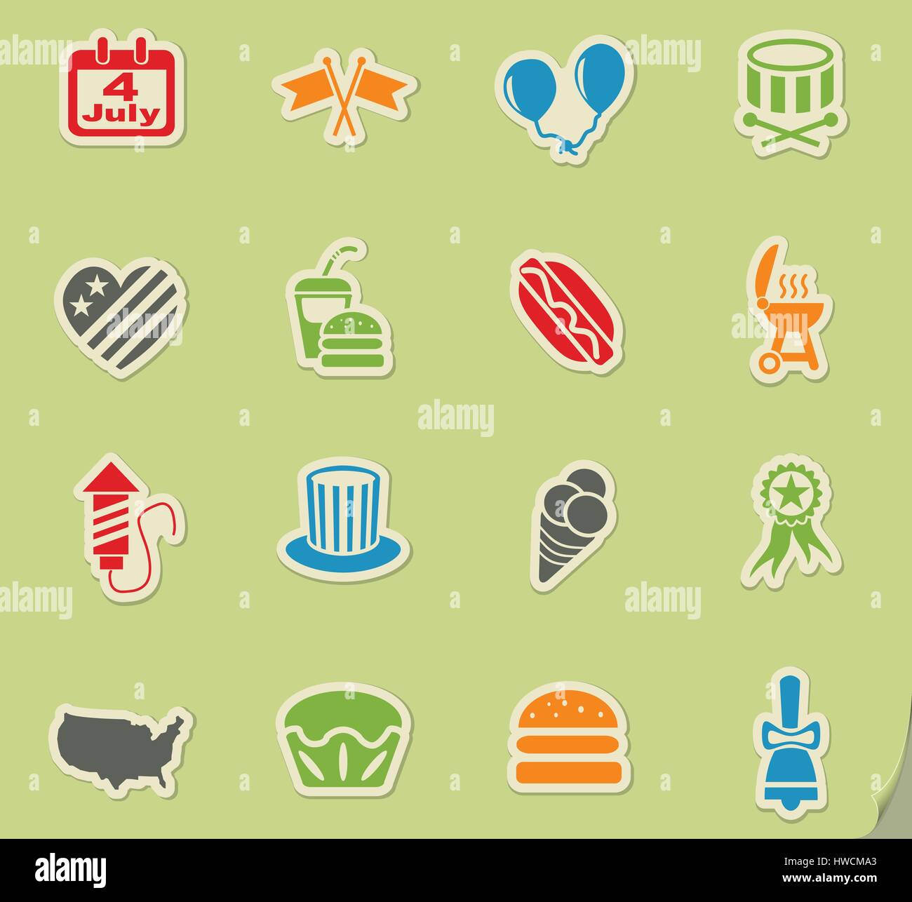 independence day web icons for user interface design Stock Vector Image ...