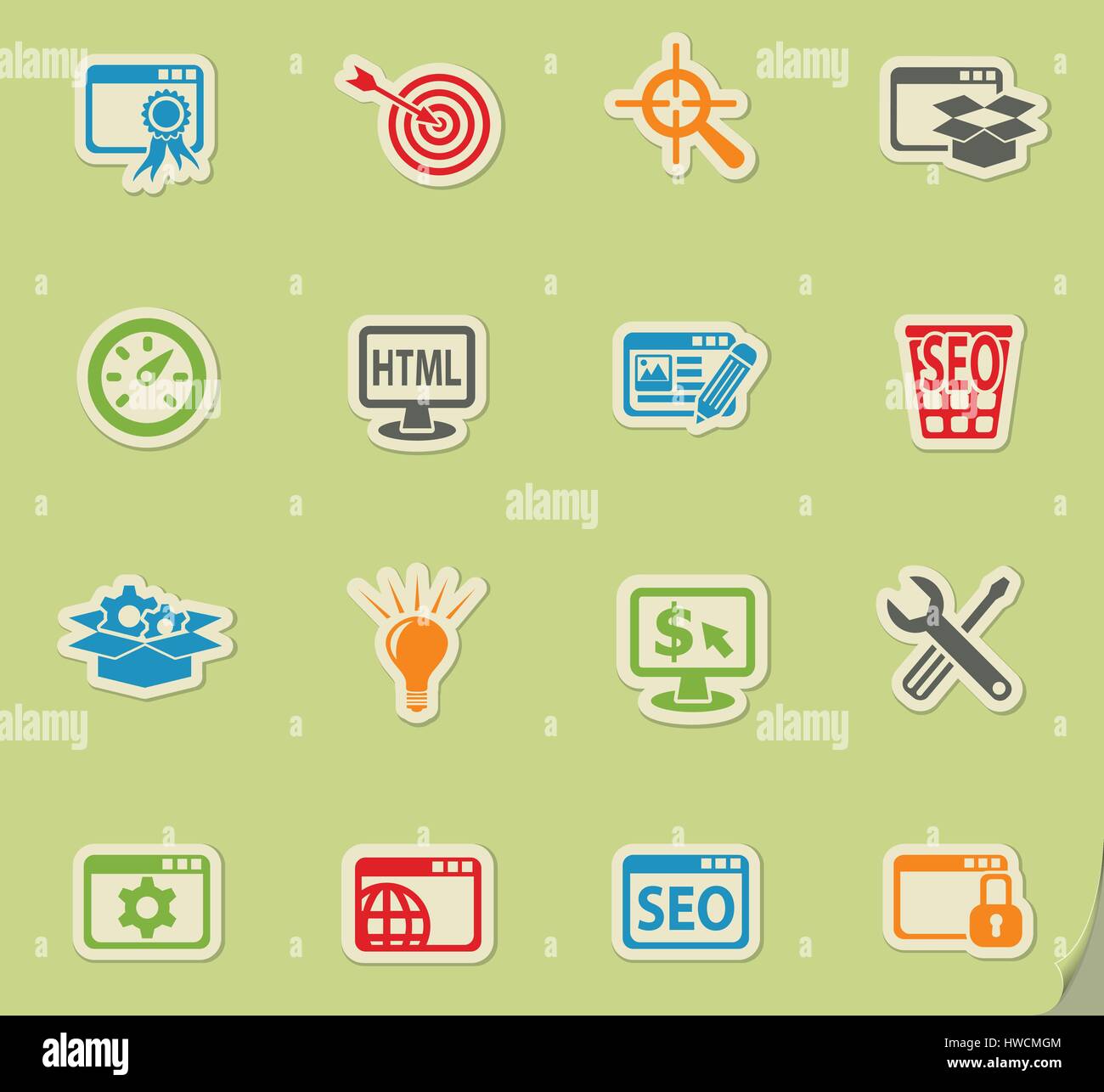 seo and development web icons for user interface design Stock Vector ...