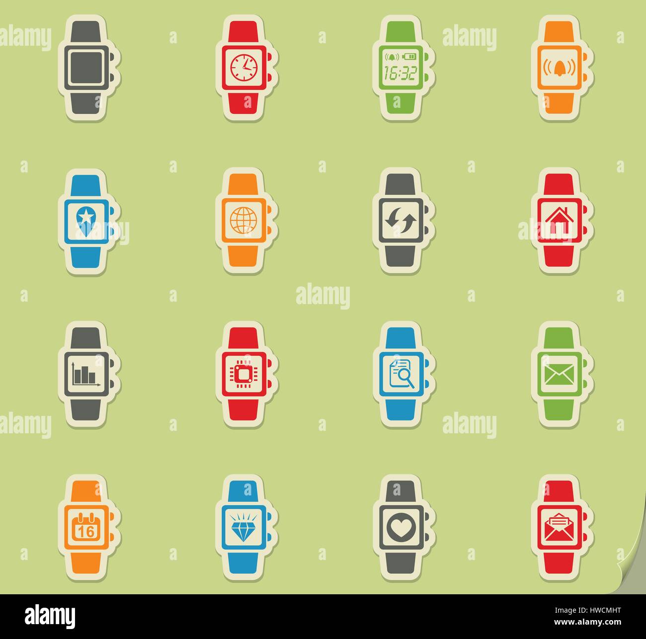 smart watch web icons for user interface design Stock Vector Image ...