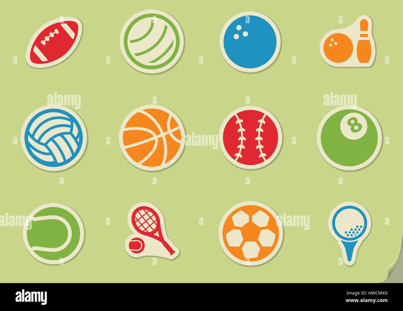 sport balls vector icons for user interface design Stock Vector Image ...