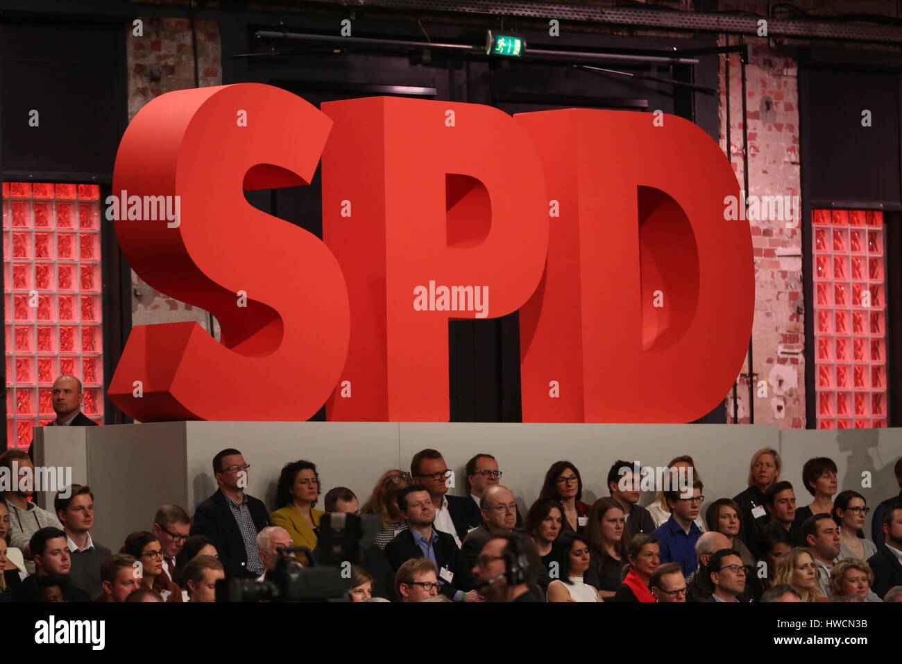 Berlin, Germany. 19th Mar, 2017. Candidate for the post of chancellor Martin Schulz with his speech on the extraordinary Bundesparteitag of SPD in Berlin-Treptow. Martin Schulz was chosen the party leader of SPD. Credit: Simone Kuhlmey/Pacific Press/Alamy Live News Stock Photo