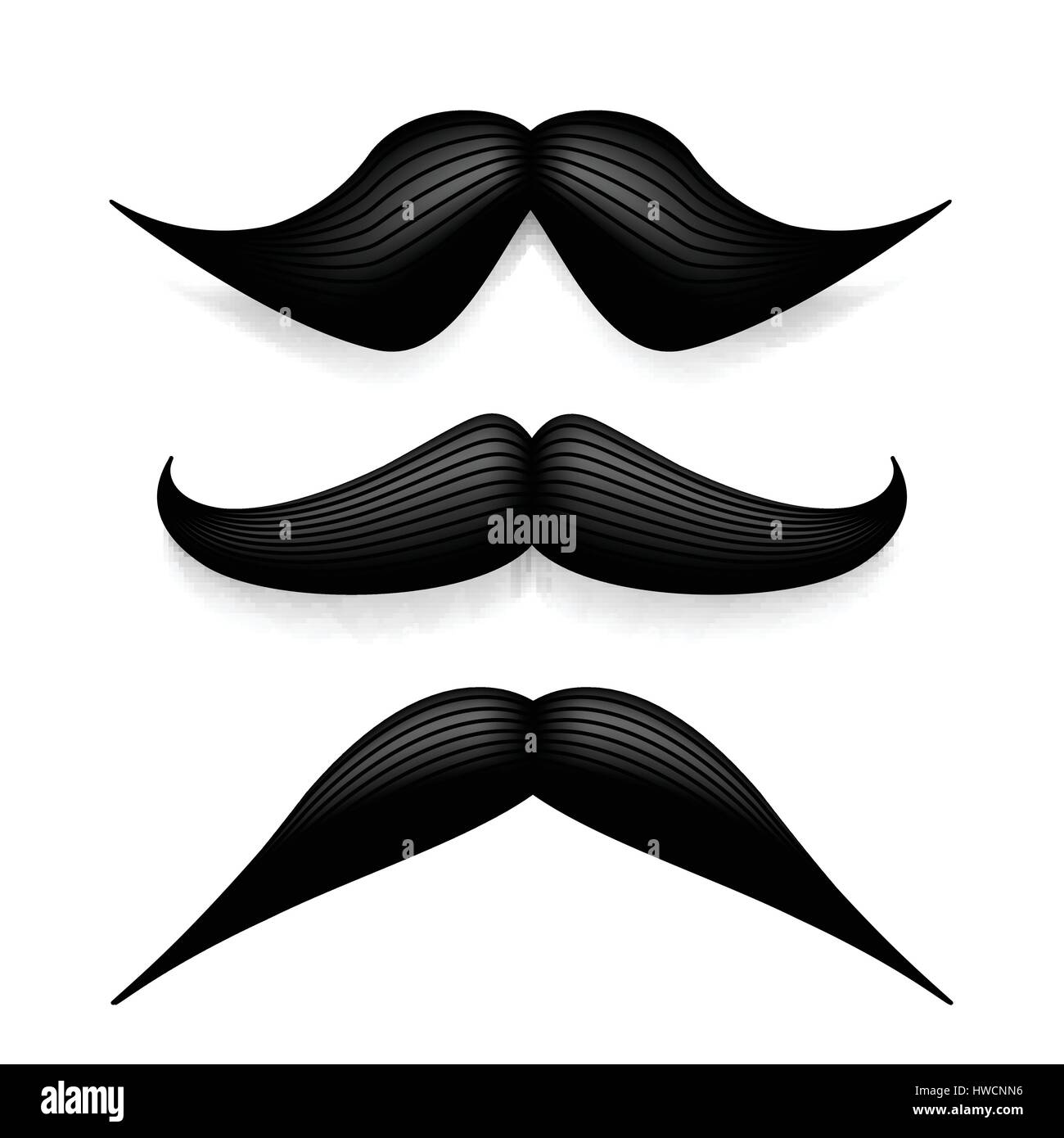Mustache isolated on white. Black vector vintage moustache. Facial hair ...
