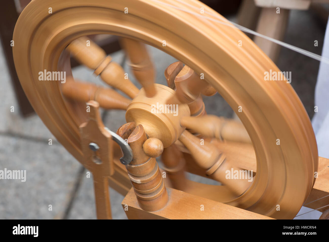 Spinning wheel in action Stock Photo Alamy